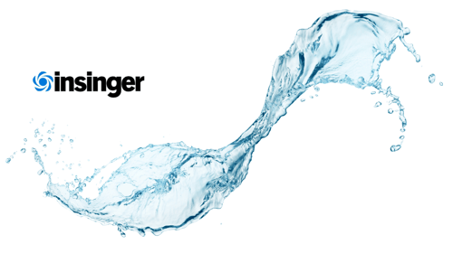 A splash of water goes acros the image, with the higher side of the right. The Insinger logo is in the top left corner.