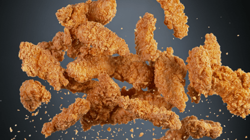 fried chicken falling down